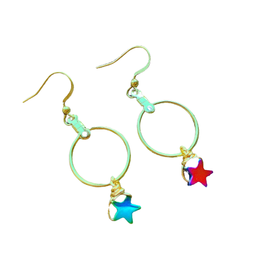 Rainbow Stardust Hematite Earrings