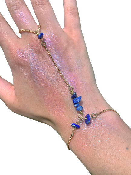 14K Mermaid Lapis Lazuli Hand Chain
