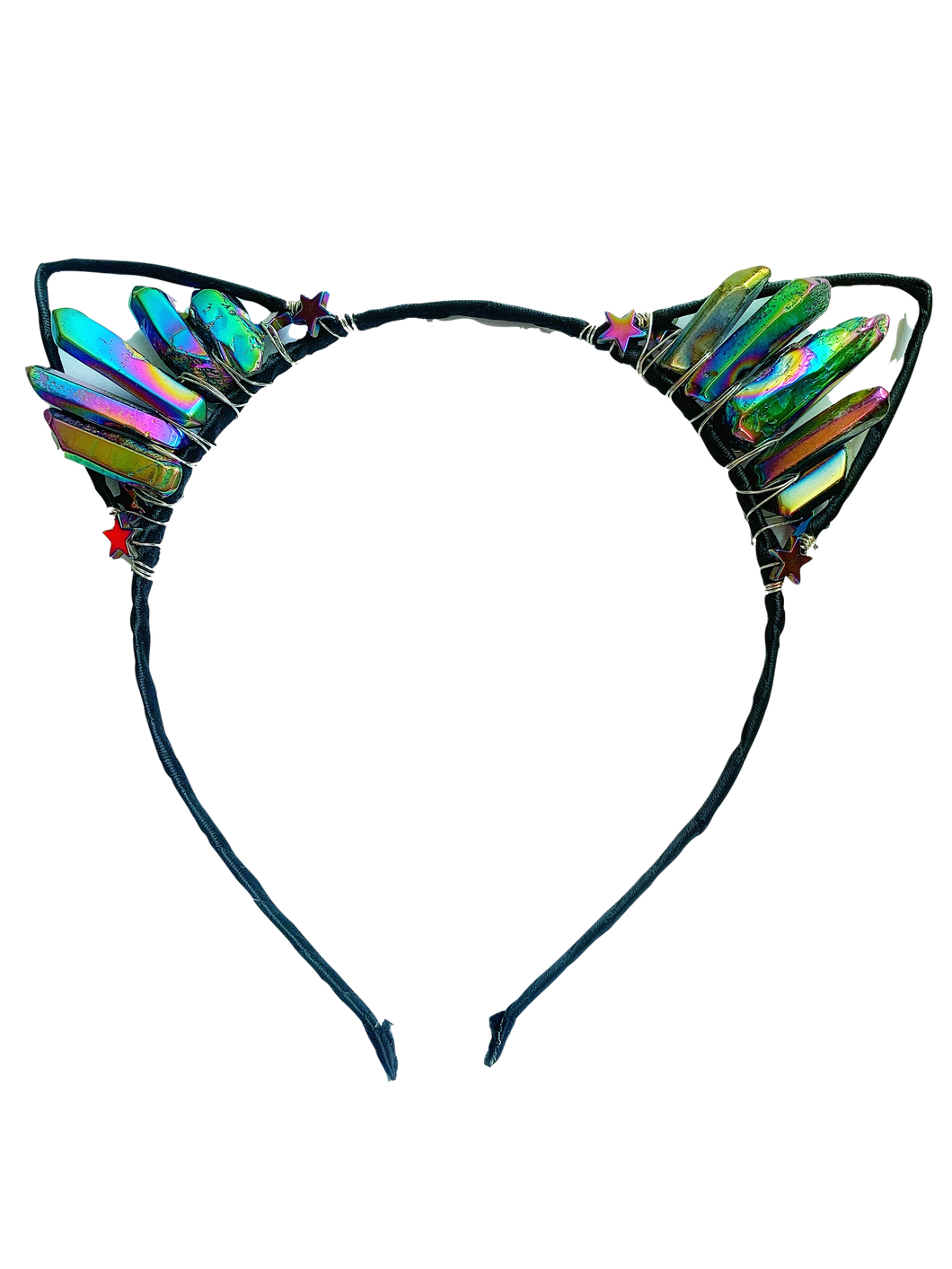 Rainbow Aura Crystal Kitty Ear Headband