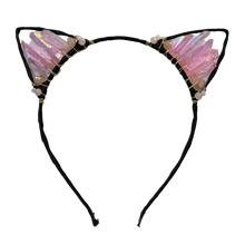 Load image into Gallery viewer, Pink Crystal Kitty Ear Headband
